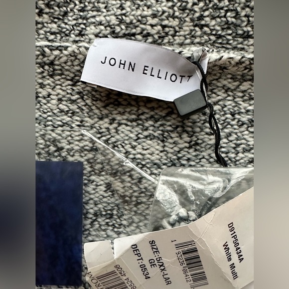 John Elliott Bavel Cardigan Sweater Gray White Multi Sz 5 | XXL - Picture 4 of 6